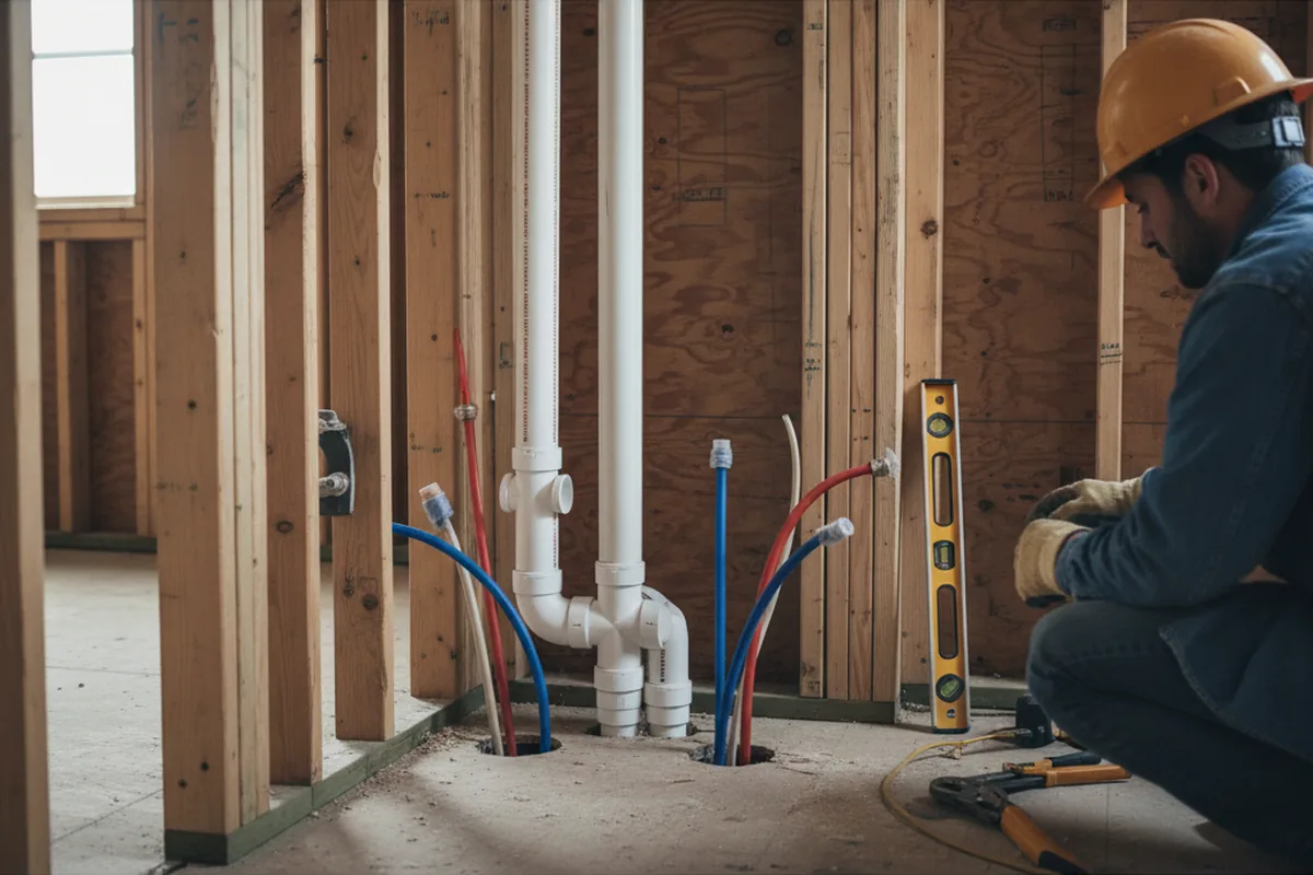 Drain and supply rough-in during Drain Cleaning in Long Beach